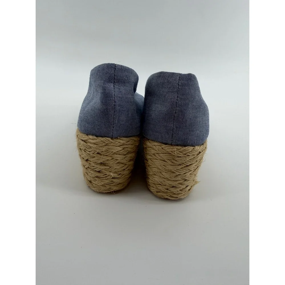 Lauren Ralph Lauren Cecilia Blue Canvas Espadrille Wedge Sandals Womens 10B